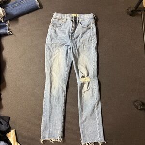 Madewell Light Blue Distressed Straight-Leg Jeans